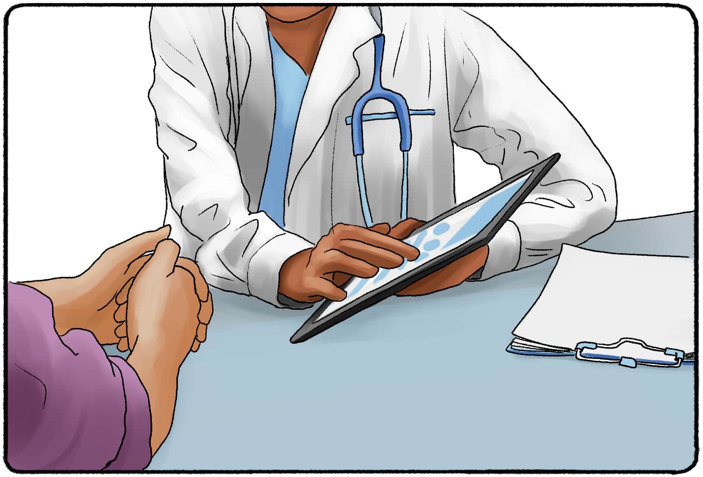 doctor sharing a diagnosis with a patient